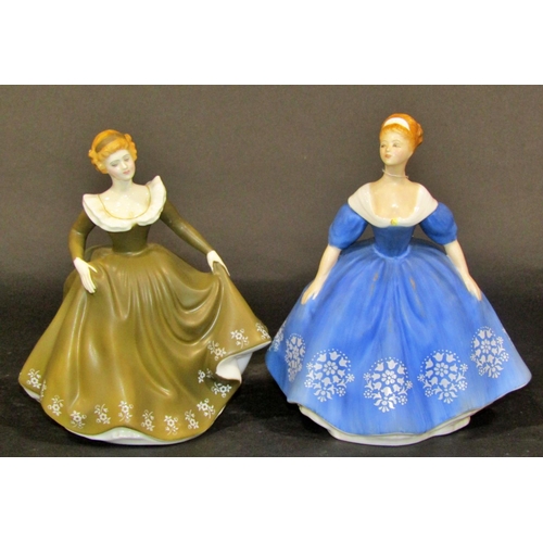 1064 - 27 Doulton, Coalport, Royal Dux, and Worcester figures, all female in full length gowns