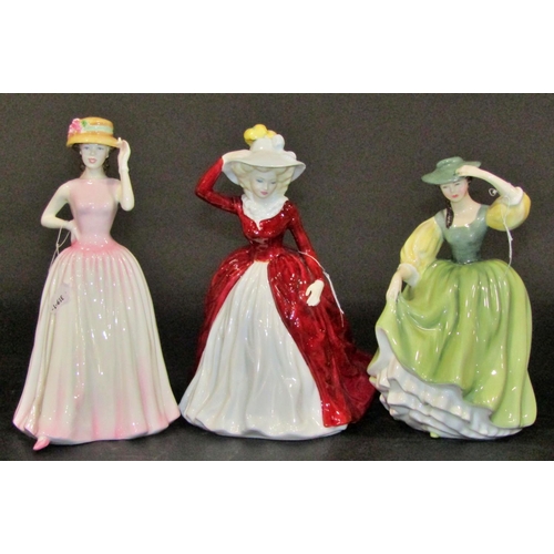 1064 - 27 Doulton, Coalport, Royal Dux, and Worcester figures, all female in full length gowns