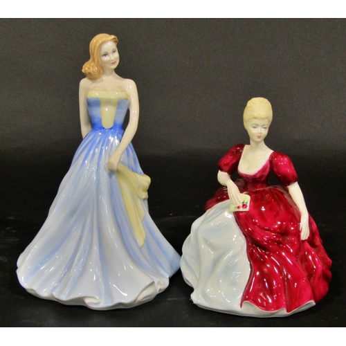 1064 - 27 Doulton, Coalport, Royal Dux, and Worcester figures, all female in full length gowns