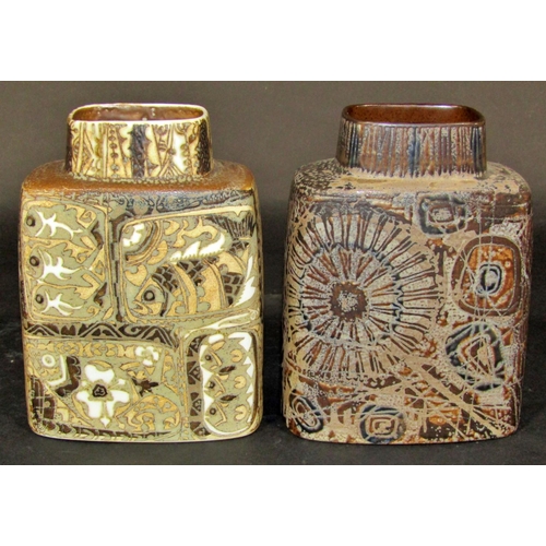 1072 - Collection of Copenhagen Fajance stoneware vases all with individual hand painted detail