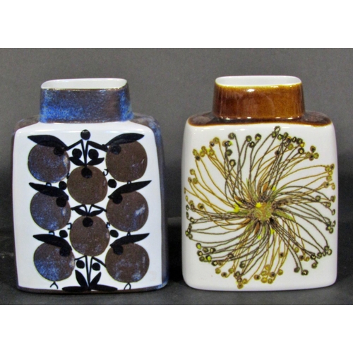 1072 - Collection of Copenhagen Fajance stoneware vases all with individual hand painted detail