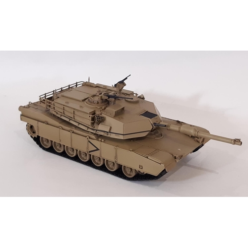 348 - M1A1 Abrams Tank 1:24 scale model by Franklin Mint in desert sand colour. With original packaging an... 