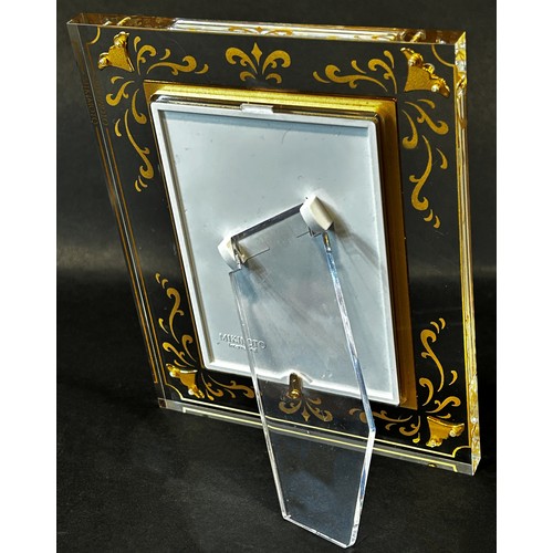 1161 - A Mikimoto International gilded photo frame with pearls to the corners 15cm x 11cm , with it’s origi... 