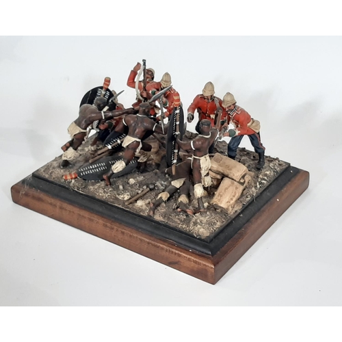 357 - Four display models of 19th century battle scenes including Napoleonic War Riflemen carrying the Kin... 