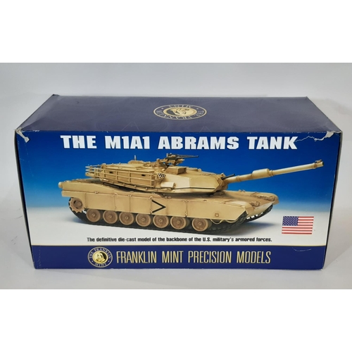 348 - M1A1 Abrams Tank 1:24 scale model by Franklin Mint in desert sand colour. With original packaging an... 