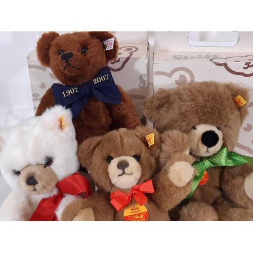 350 - Four Steiff teddy bears comprising a limited edition Million Hugs bear 714/3000, Toldi 35 no 20063, ... 