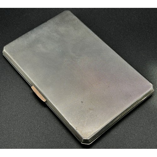 1188 - A silver and gold engine turned cigarette case, Birmingham 1949, maker John Rose, 7oz approximately