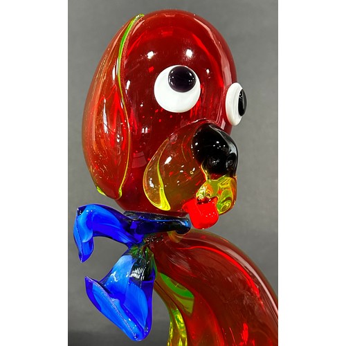 1103 - An original circa 50’s-60’s Murano multicoloured glass Big Dog with doe full eyes. 28cm high.