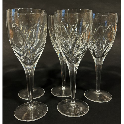 1105 - Five very tall crystal cut glass Waterford wine glasses, made for John Rocha, etched to the base. 25... 