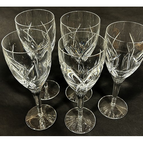 1105 - Five very tall crystal cut glass Waterford wine glasses, made for John Rocha, etched to the base. 25... 