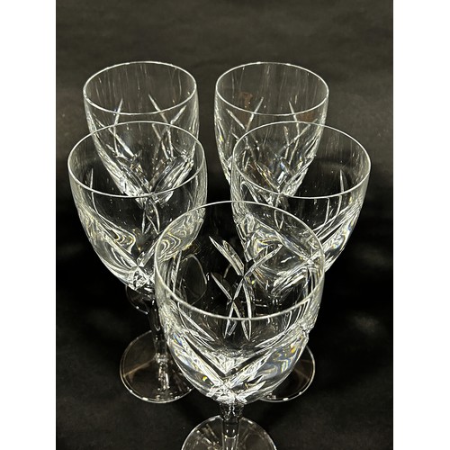 1105 - Five very tall crystal cut glass Waterford wine glasses, made for John Rocha, etched to the base. 25... 