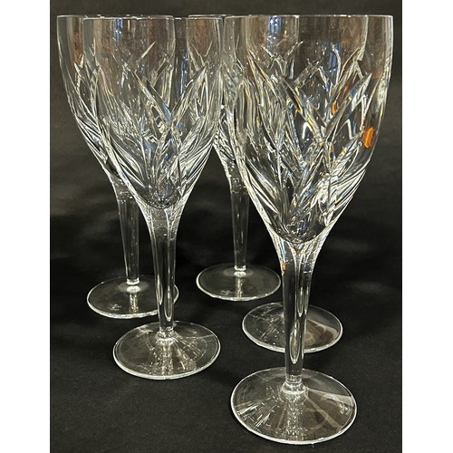 1105 - Five very tall crystal cut glass Waterford wine glasses, made for John Rocha, etched to the base. 25... 