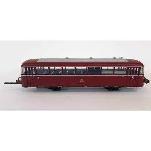 374 - HO gauge boxed German 2 car rail-bus 43045 in maroon livery, by Roco