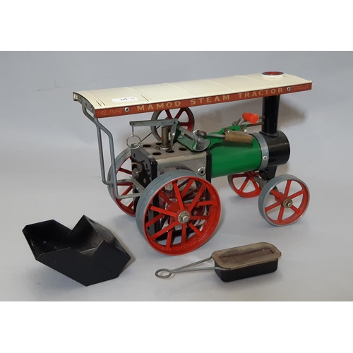 383 - 2 Mamod steam models comprising a white Roadster car with black seat and red spoked wheels, length 4... 