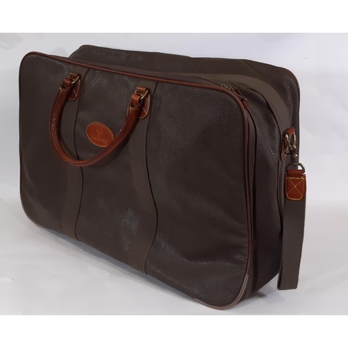 407 - Large Mulberry Scotchgrain soft sided holdall/ roll along suitcase with leather handles, zip opening... 