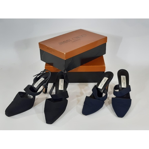 422 - 2 boxed pairs of Jimmy Choo ladies shoes, both with grosgrain textile upper and 9.5cm heel. Black sl... 