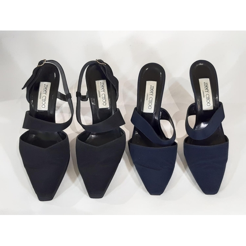 422 - 2 boxed pairs of Jimmy Choo ladies shoes, both with grosgrain textile upper and 9.5cm heel. Black sl... 