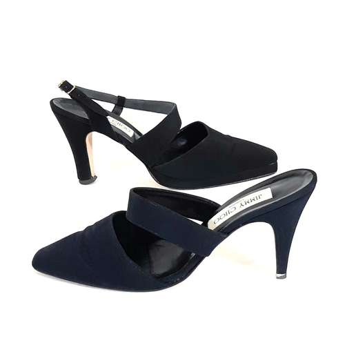 422 - 2 boxed pairs of Jimmy Choo ladies shoes, both with grosgrain textile upper and 9.5cm heel. Black sl... 