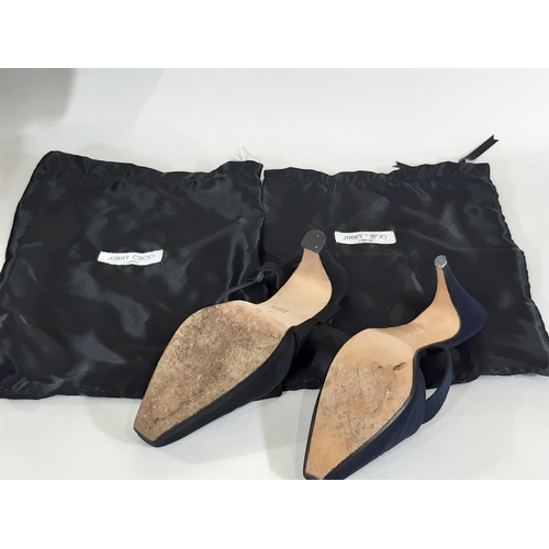 422 - 2 boxed pairs of Jimmy Choo ladies shoes, both with grosgrain textile upper and 9.5cm heel. Black sl... 