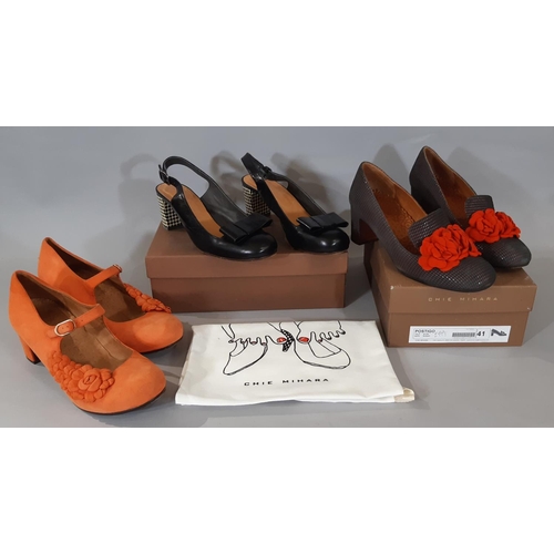 433 - A collection of ladies designer shoes including 2 boxed pairs by Chie Mihara sizes 40.5 and 41, boxe... 