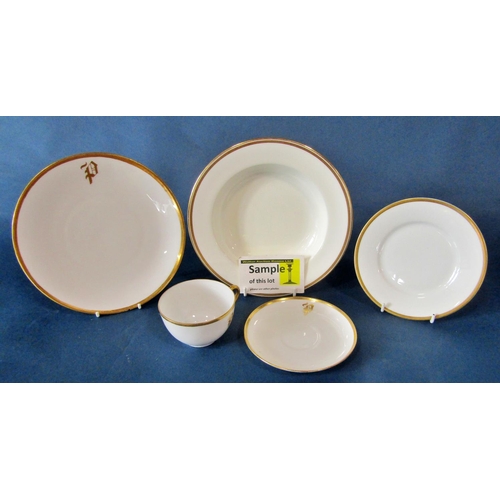 1065 - A quantity of German porcelain tea and dinner wares, with gilt borders and initialled ‘P’ together w... 