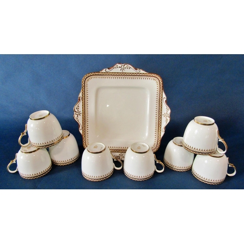 1070 - A Paragon Star pattern part tea service, comprising square serving dish, sugar bowl, milk, jug, eigh... 