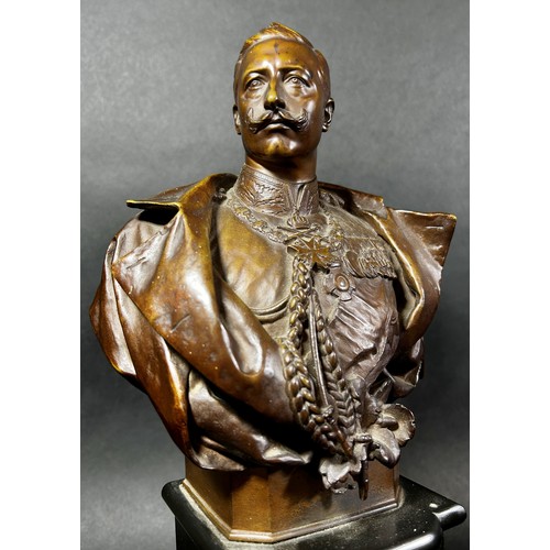 1770 - After Gerhard Janensch (German, 1860 - 1933) Kaiser Wilhelm II, a bronze bust on polished slate and ... 