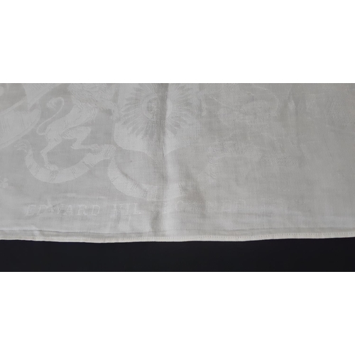 426 - Edward VII Coronation table cloth dated 1902 in white damask 270x225cm

PO Number: 5154035