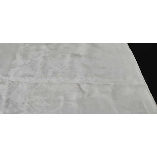 426 - Edward VII Coronation table cloth dated 1902 in white damask 270x225cm

PO Number: 5154035