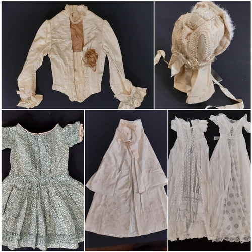 436 - Late 19th/ early 20th century textiles including a ladies silk bodice with pleated front panel, lace... 