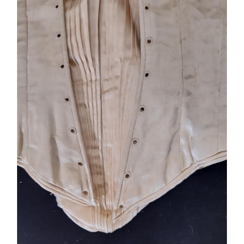 436 - Late 19th/ early 20th century textiles including a ladies silk bodice with pleated front panel, lace... 