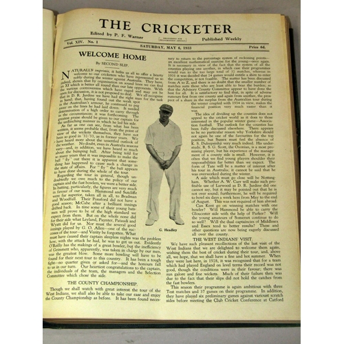 245 - The Cricketer Magazine, bound, 1932 - 1939