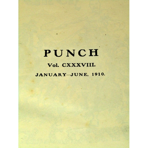 246 - Punch magazine collection (incomplete) from January 1910 - December 1919. 11 volumes green leather b... 