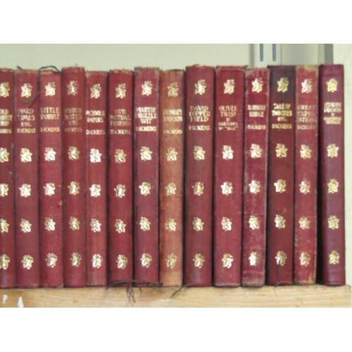 252 - Classic collection of small red bound editions of Charles Dickens (pre 1910), Thomas Hardy (1920s), ... 