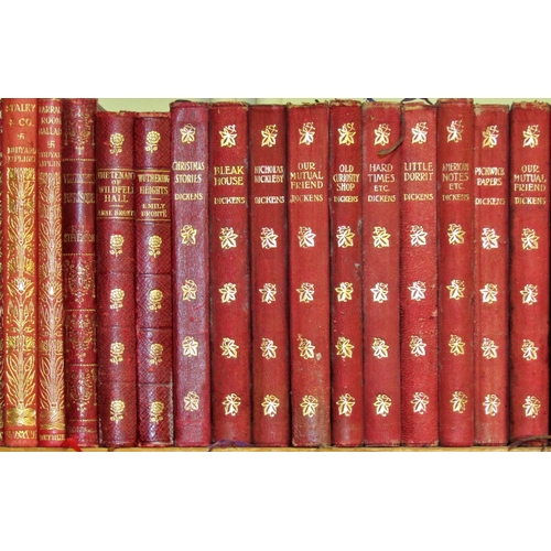 252 - Classic collection of small red bound editions of Charles Dickens (pre 1910), Thomas Hardy (1920s), ... 