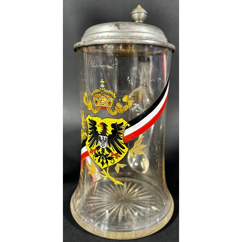 1765 - A large and impressive enamelled clear cut glass oversized goblet commemorating Willhelm II of Pruss... 