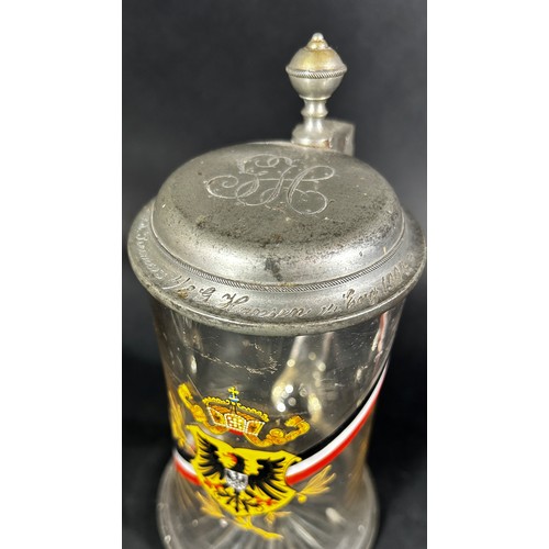 1765 - A large and impressive enamelled clear cut glass oversized goblet commemorating Willhelm II of Pruss... 