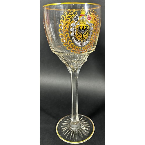 1765 - A large and impressive enamelled clear cut glass oversized goblet commemorating Willhelm II of Pruss... 