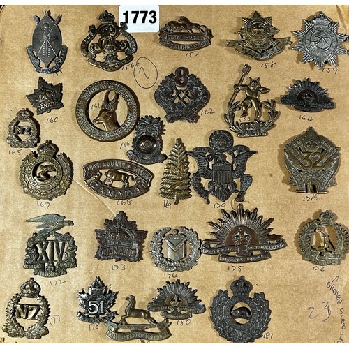 1773 - Over 25 regimental cap and insignia badges - Commonwealth countries