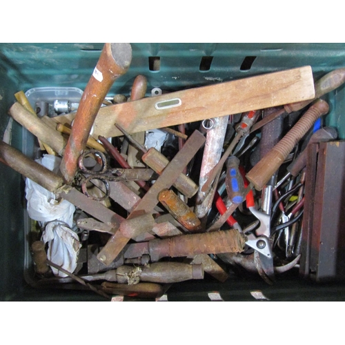 2145 - Two crates containing a quantity of vintage and contemporary miscellaneous hand tools