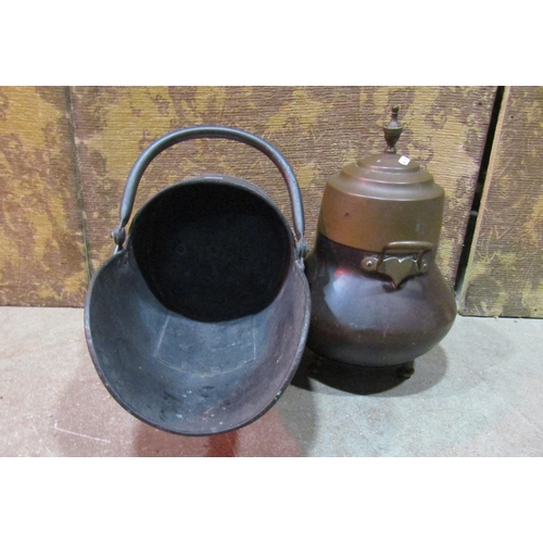 2150A - Dutch 19th century copper and brass peat pail together with a copper coal scuttle (2)