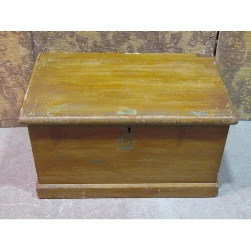 2165 - Small Victorian pine box with hinged lid and stained/grained finish, 65cm long x 39cm wide x 36cm hi... 