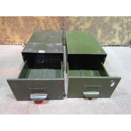 2184 - A group of 12 green painted filing / storage boxes