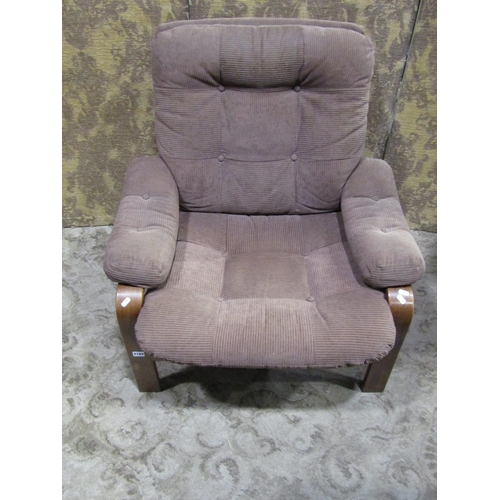 2189 - A vintage rosewood frame occasional chair with original corduroy buttoned finish, 76cm wide