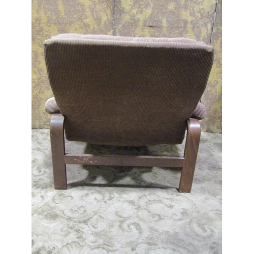 2189 - A vintage rosewood frame occasional chair with original corduroy buttoned finish, 76cm wide