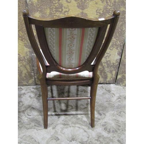 2192 - Three Edwardian lightweight chairs, two with inlaid detail, the other with open arms and swept sabre... 