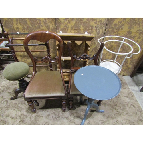 2195 - Victorian mahogany towel rail with spiral twist detail, Edwardian piano stool with circular rise and... 