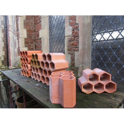2005 - Six small honeycomb shape clay pipe sections, together with four others (capable of stacking and use... 