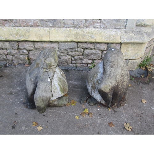 2084 - Pair of weathered wooden chainsaw art novelty garden ornaments in the form of penguins (af) 54cm hig... 