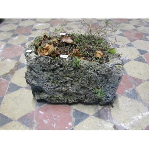 2092 - A small rectangular weathered lava type stone trough, 35cm long x 22cm wide x 22cm high